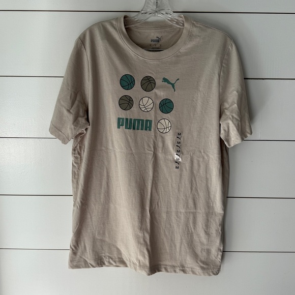 Puma Tan Short Sleeve Tee with Graphic Design Sz M - Picture 2 of 6